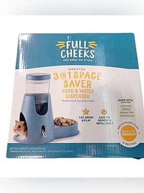 3-in-1 Space Saver Hamster Food & Water Dispenser - Blue